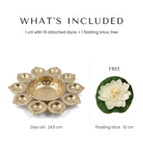 What is included with the 10 diya urli - urli plus one free floating lotus, Divine Sansar