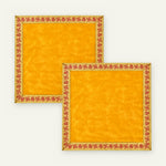 Yellow velvet pooja aasan cloth set of 2 pieces, peela vastra - Divine Sansar