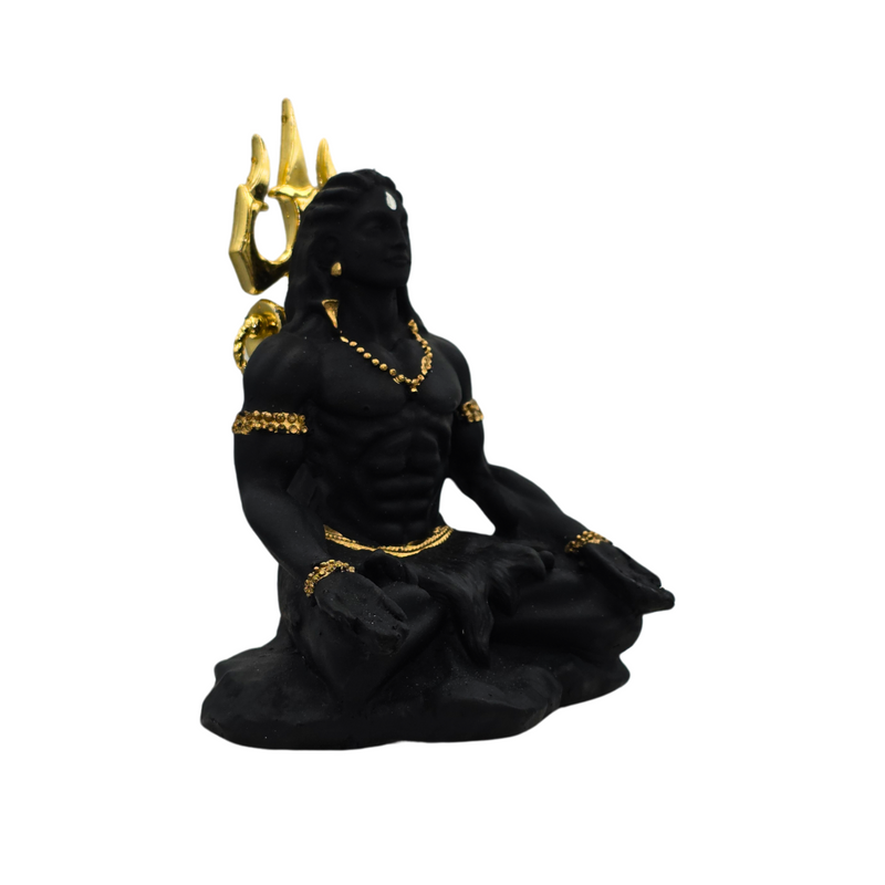 Divine Sansar black and gold Lord Shiva idol 9.5cm - front view on a white background