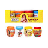 Hari Darshan Chandan Tika Combo - Kesar, White & Pure Chandan, Kumkum Roli Tilak (Set of 4)