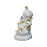 Ganesh Murti Porcelain - 8.5cm x 6.5cm White Hand-Painted