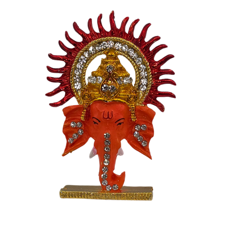 Divine Sansar Ganpati idol with sparkling stones and meenakari work for car dashboard and home altar - UAE