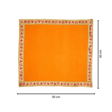 Yellow Velvet Pooja Aasan Cloth (Set of 2) - Divinesansar