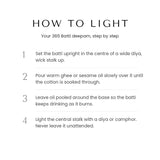 How to light a 365 batti in ghee or sesame oil, four steps - Divine Sansar