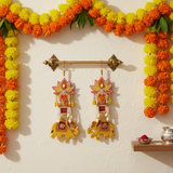 Handmade Festive Elephant Shubh Labh Wall Hanging Pair - 36cm x 14cm