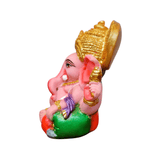 Resin Ganesha Murti Idol Statue Sculpture - 9cm Bodycolour with Multicolour Decoration | Divine Home Decor