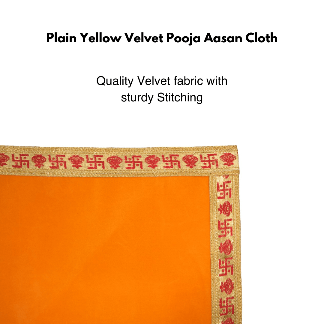 Yellow Velvet Pooja Aasan Cloth (Set of 2) - Divinesansar