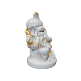 Ganesh Murti Porcelain - 8.5cm x 6.5cm White Hand-Painted