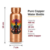 7 Chakra copper water bottle 400ml dimensions 7cm x 18cm, Divine Sansar