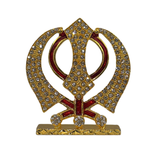 Golden Khanda Sahib Idol with Sparkling Stones