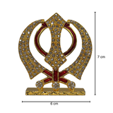 Golden Khanda Sahib Idol with Sparkling Stones