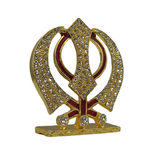 Golden Khanda Sahib Idol with Sparkling Stones