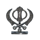 Silver Khanda Sahib Idol with Sparkling Stones