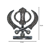 Silver Khanda Sahib Idol with Sparkling Stones