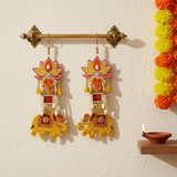Handmade Festive Elephant Shubh Labh Wall Hanging Pair - 36cm x 14cm
