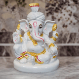 Ganesh Murti Porcelain - 8.5cm x 6.5cm White Hand-Painted