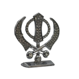 Silver Khanda Sahib Idol with Sparkling Stones