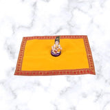 Yellow Velvet Pooja Aasan Cloth (Set of 2) - Divinesansar