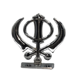 Silver Khanda Sahib Idol with Sparkling Stones