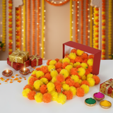 Premium Artificial Marigold Toran: Lemon & Orange Flower Strings (Set of 5 | 60-inch each)