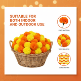 Premium Artificial Marigold Toran: Lemon & Orange Flower Strings (Set of 5 | 60-inch each)