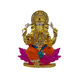 Multicolor Golden Ganpati Idol with Sparkling Stones