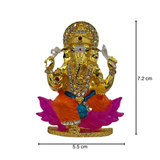 Multicolor Golden Ganpati Idol with Sparkling Stones