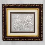 999 silver Lakshmi Ganesh frame front view - Divine Sansar