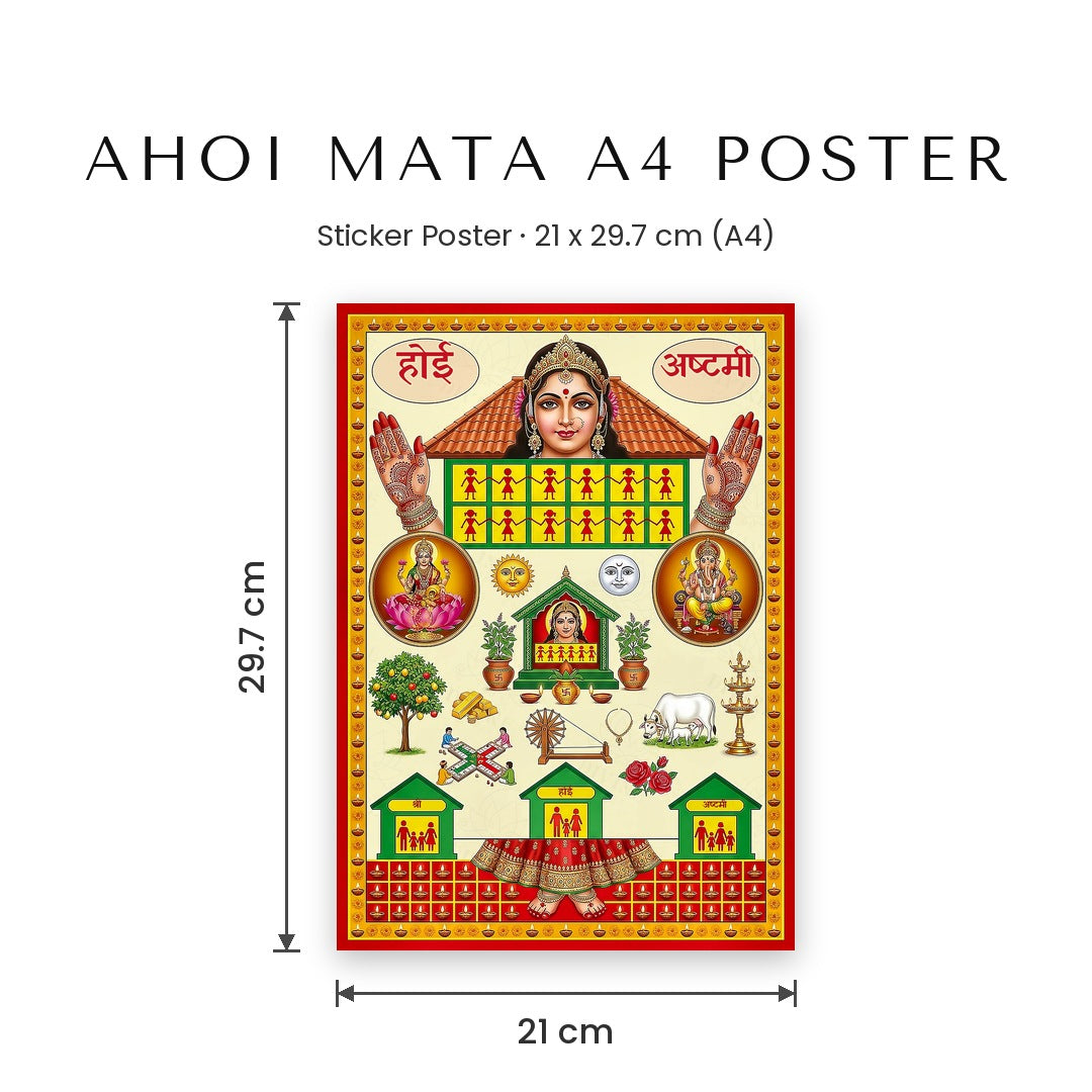Ahoi Mata A4 sticker poster size 21 x 29.7 cm - Divine Sansar