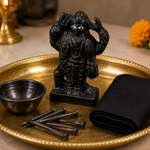 Divine Sansar Shani Pooja Set with iron nail, iron katori bowl and black cloth - UAE