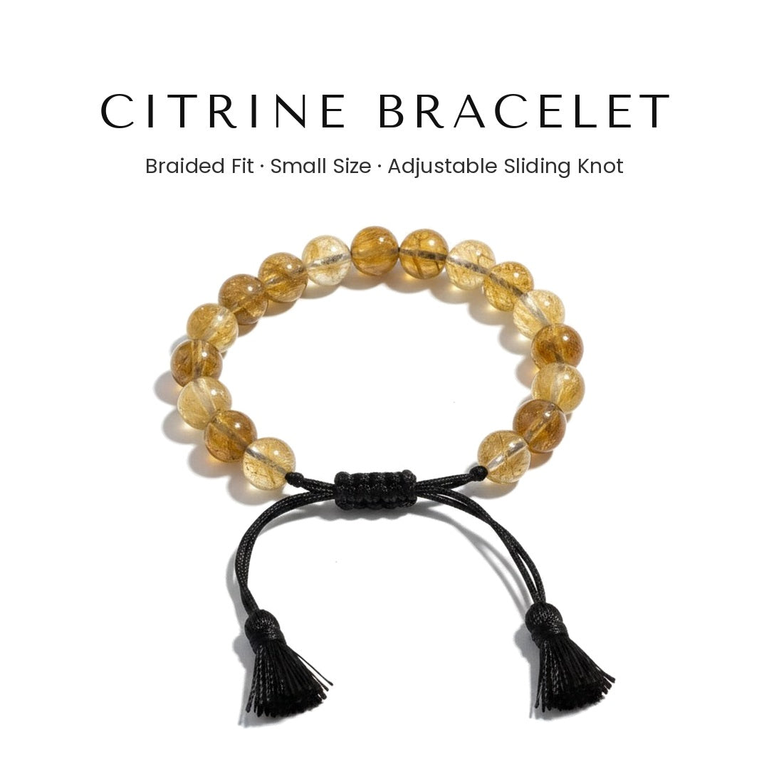 Citrine Braided Bracelet Small Size with adjustable sliding knot - Divine Sansar UAE