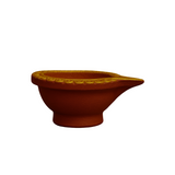 Divine Sansar-Clay Diya decorated on a white background