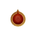 Divine Sansar-Clay Diya decorated on a white background