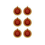 Divine Sansar-Clay Diya decorated on a white background
