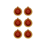 Divine Sansar-Clay Diya decorated on a white background