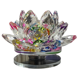 Crystal Kamal (Lotus) — The Sun Catcher —  Faceted Prism Crystal Décor for Puja & Home Altar