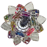 Crystal Kamal (Lotus) — The Sun Catcher —  Faceted Prism Crystal Décor for Puja & Home Altar