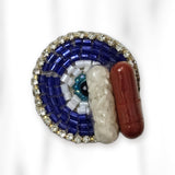 Blue moti beaded kumkum chawal tilak capsule holder - Divine Sansar UAE