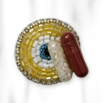 Golden moti beaded kumkum chawal tilak capsule holder - Divine Sansar UAE