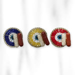 Moti kumkum chawal beaded tilak set in blue, golden and red - Divine Sansar UAE