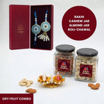 Drishti Jodi Firoza rakhi dry fruit combo gift box - Divine Sansar UAE