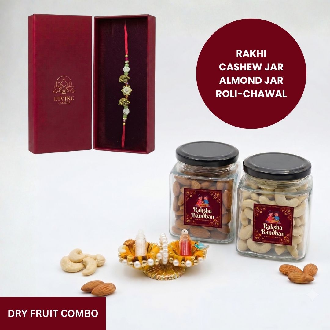 Gaja Sri rakhi dry fruit combo gift box - Divine Sansar UAE