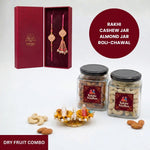 Gulabi Kundan Jodi rakhi dry fruit combo gift box - Divine Sansar UAE