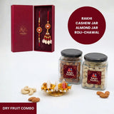 Nazar Kavach Laal rakhi dry fruit combo gift box - Divine Sansar UAE