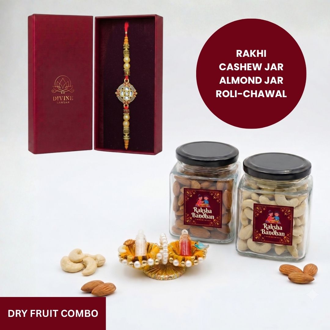 Suryamani rakhi dry fruit combo gift box - Divine Sansar UAE