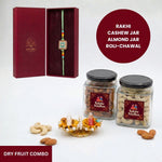 Vanasri Green Meenakari rakhi dry fruit combo gift box - Divine Sansar UAE