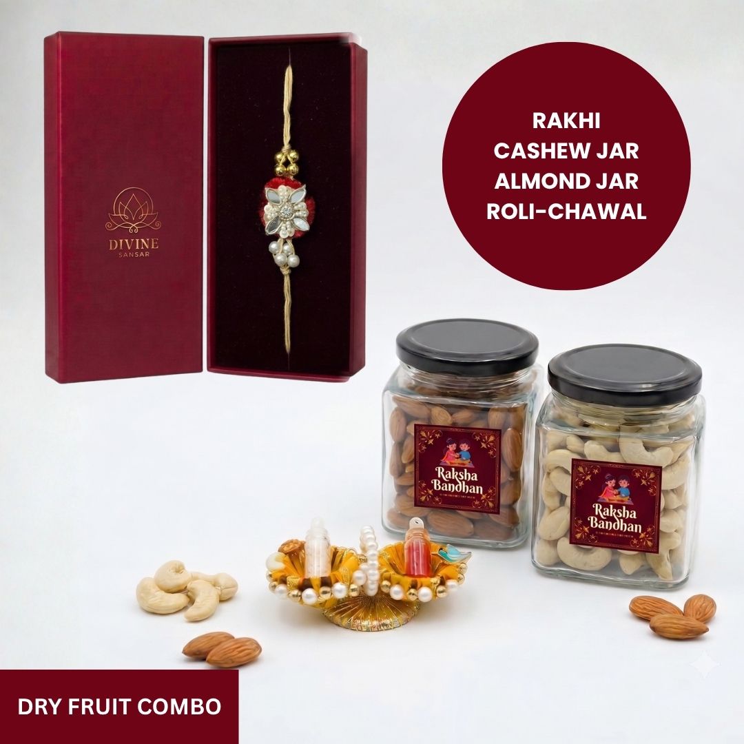 Velvet Rose Rakhi dry fruit combo gift box - Divine Sansar UAE