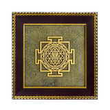 Pyrite Frame Shree Yantra - Brass Engraved Shree Yantra on Raw Pyrite - Divine Sansar UAE