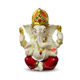 Divine Ganesha Statue | White and Yellow | 4 Inches