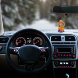 Divine Sansar-Divine Ganesha Statue-Car interior with dashboard lights on and Ganesha statue on the dashboard.